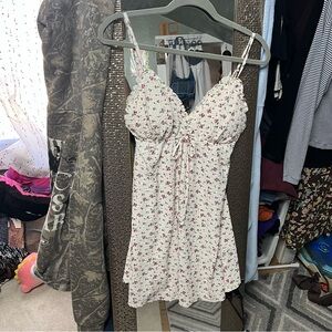 No Boundaries Cream Floral Mini Dress with Pink Roses